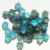 50 3x8mm Transparent Matte Montana Blue AB Cupped Flower Beads